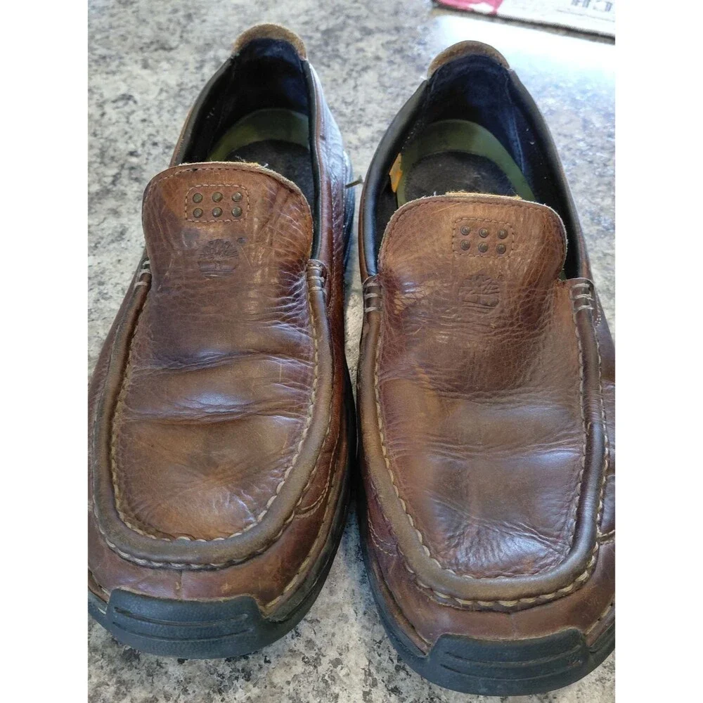 Timberland Brown Leather Slip-On Boat Shoes